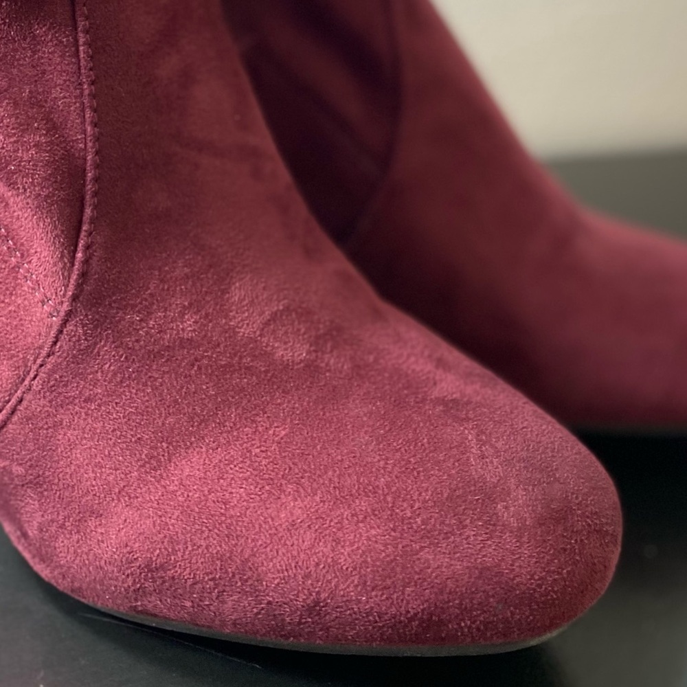 Maroon Suede Booties - Picture 2 of 11